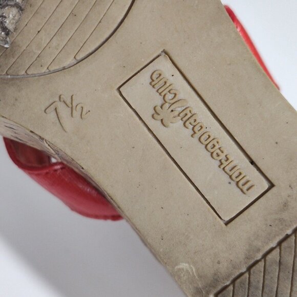 Montego Bay Club Thong Platform Sandal Cork Wedge Heels Women Size 7.5 Red - Picture 7 of 8